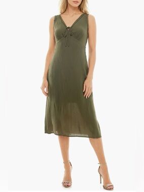 Women’s Olive V-Neck Midi Dress with Tie Front - Nordstrom Rack 🫒